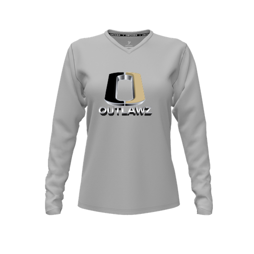 [FTLVCFGY-FYXS-LOGO1] Comfort T-Shirt (Female Youth XS, Gray, V Neck, Logo 1, Long Sleeve)