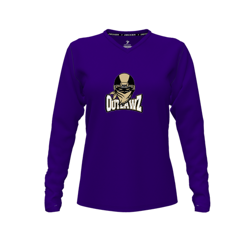 [FTLVCFPP-FYXS-LOGO2] Comfort T-Shirt (Female Youth XS, Purple, V Neck, Logo 2, Long Sleeve)