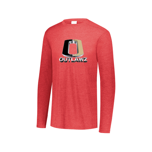 [FTLCUBRD-AXS-LOGO1] Decker Men's Tri-Blend T-Shirt - Long Sleeve (Adult XS, Red, Logo 1)